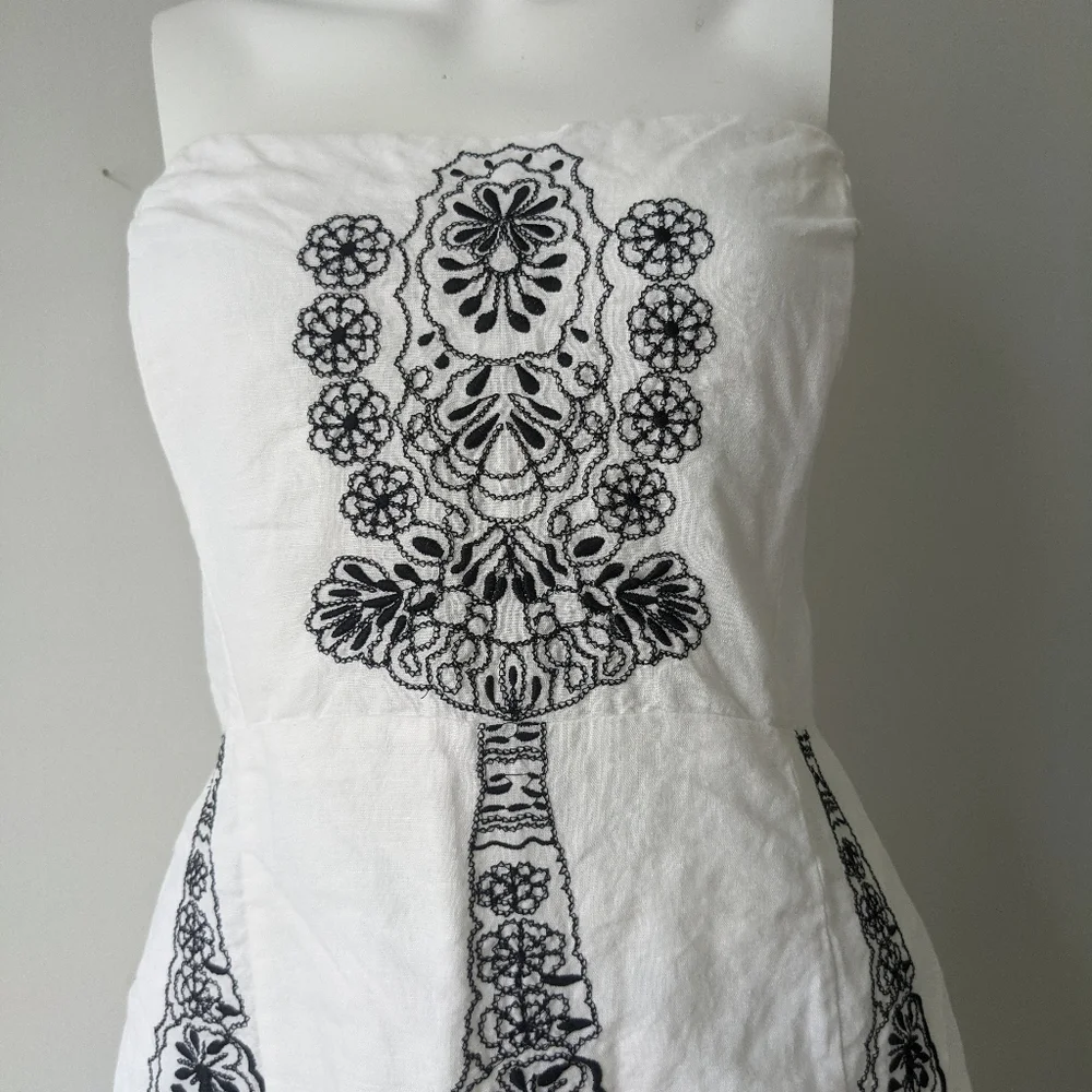 Banana Republic Sz 14 Black/White Strapless Dress - Picture 2 of 9